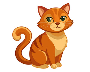 Obraz premium Cute Orange Tabby Cat Cartoon Illustration – Pet, Feline, and Animal Character