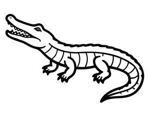 Obraz premium Black and White Crocodile Alligator Vector for Mascot Logo
