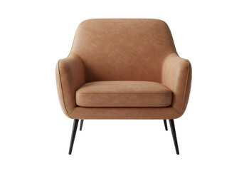 Isolated modern brown leather armchair a contemporary design furniture item for a living room