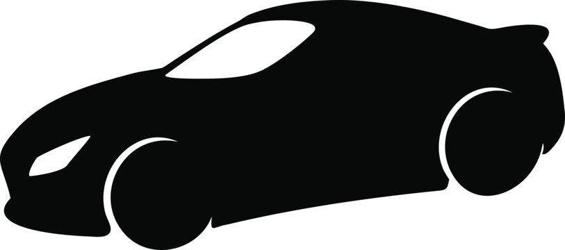 Sleek black sports car silhouette side view automotive design symbol concept icon for speed and luxury silhouette