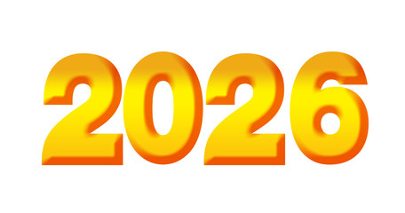 Golden 2026 Numbers, New Year Celebration Text, Shiny Gold Font PNG