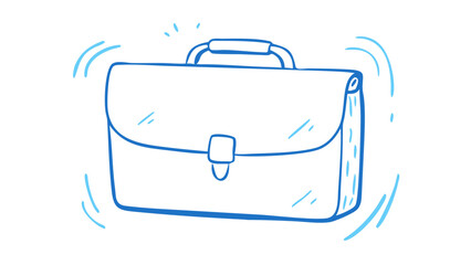 Blue briefcase doodle with motion lines business travel