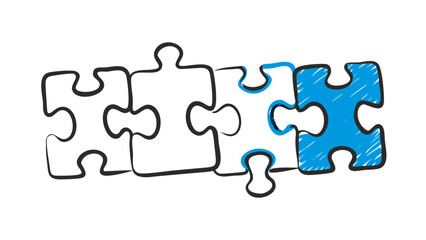 Fototapeta premium Blue puzzle pieces connecting jigsaw connection