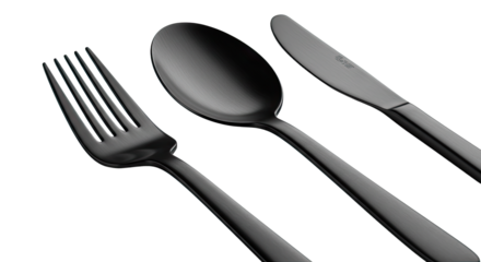Black Cutlery Set Fork Spoon and Knife.