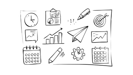 Business Icons Doodle Collection sketch planning