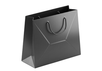 Isolated black shopping bag with handles angled perspective for retail design mockup template