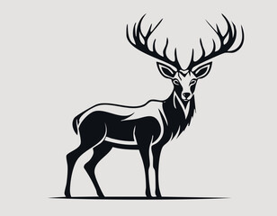 Deer Animal Vector Logo in Black and White, Minimalist Design, Ideal for Wildlife Branding, Nature Illustration, and Unique Animal Identity
