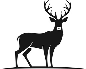 Deer Animal Vector Logo in Black and White, Minimalist Design, Ideal for Wildlife Branding, Nature Illustration, and Unique Animal Identity
