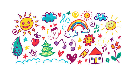 Cheerful doodle elements illustration colorful