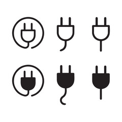 Electrical Power Plug and Wire Icon Set for Energy and Technology