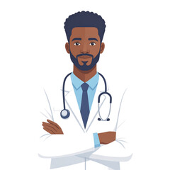 Fototapeta premium Male Doctor with Stethoscope in White Coat Illustration