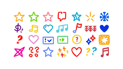 Colorful doodle icons set stars