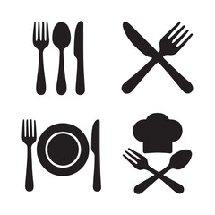 Kitchen Utensils and Chef Hat, Restaurant & Culinary Icons