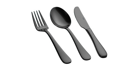 Black Matte Cutlery Set Fork Spoon Knife.