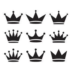Royal Crown Set Vector Art, King and Queen Symbol Icons