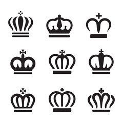 Royal Crown Set Vector Art, King and Queen Symbol Icons