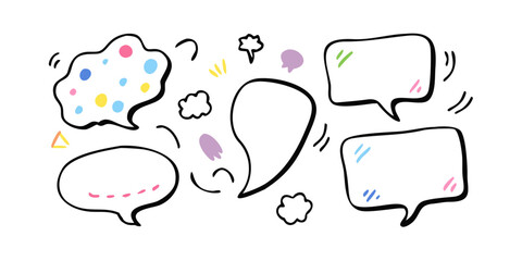 Colorful hand drawn speech bubbles talk bubble conversation