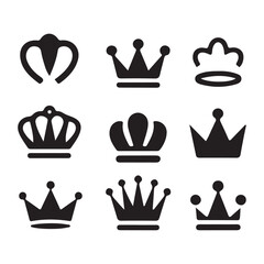 Royal Crown Set Vector Art, King and Queen Symbol Icons