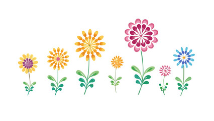 Colorful stylized flowers floral nature