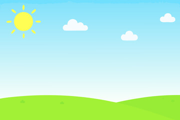 Fototapeta premium a bright sunny day with fluffy clouds over green hills