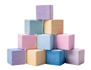 Colorful wooden blocks arranged in a pyramid shape