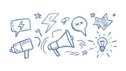 Communication and idea symbols announcement speech bubble