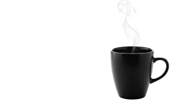 Black Mug of Hot Drink with Steam 1.