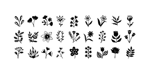Delicate Floral Silhouettes Collection flowers leaves