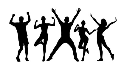 Energetic dancer with arms raised silhouette movement