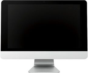 A sleek, modern desktop computer with a blank black screen, perfect for showcasing digital content and design