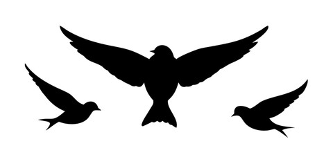 Flying Sparrow Silhouette bird illustration