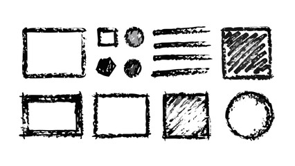 Hand drawn chalk texture frames and shapes borders