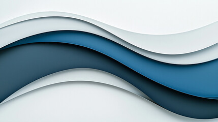 Elegant minimal background with layered blue and white abstract waves, modern design concept for presentations, websites, and banners, generative AI