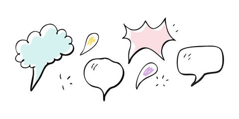 Hand drawn speech bubbles and shapes comic dialogue