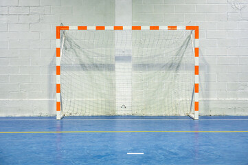 Close up view of a futsal goal. High quality photo
