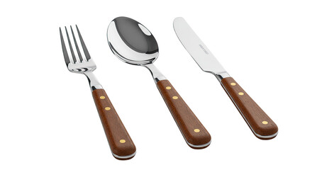 Naklejka premium Brown Handled Cutlery Set.
