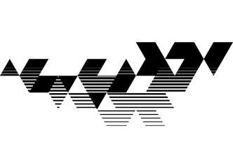 Abstract vector pattern of black striped triangles on white background. Modern design element. Vector background