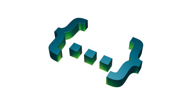 Curly braces tilted 3D rendering isolated on transparent background