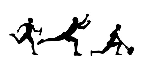 Minimalist Black Silhouette of a Running Man sport