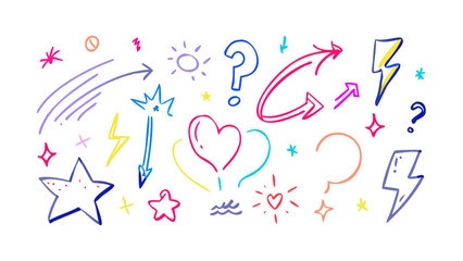 Neon Doodle Elements hand drawn arrows