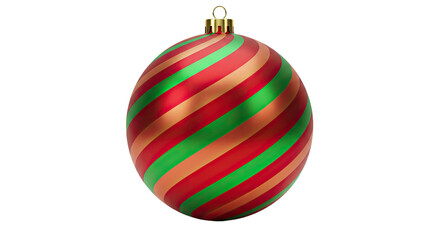 Christmas Ornament Red Green Striped Ball Decoration.