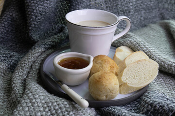 Cozy Breakfast with Bread and Coffee