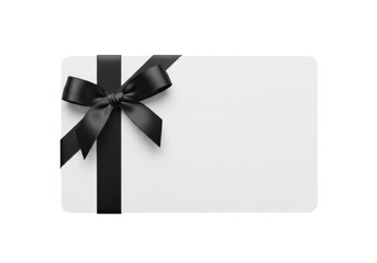 Isolated gift card with black satin bow, gift giving, and presentation accessory item