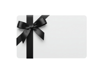 Isolated gift card with black satin bow, gift giving, and presentation accessory item