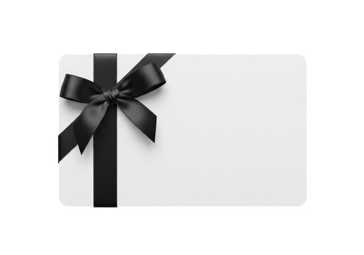 Isolated gift card with black satin bow, gift giving, and presentation accessory item