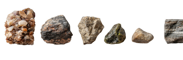 Assorted rocks, various shapes and colors
