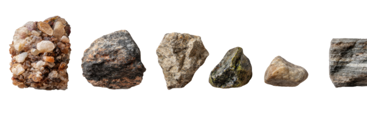 Assorted rocks, various shapes and colors
