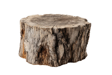 Close-up of a weathered tree stump.  A circular, light-brown wood stump, showing intricate bark textures and cracks