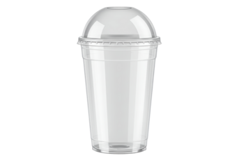 Isolated reusable plastic cup with lid for iced drinks, cold beverages, takeout, or travel