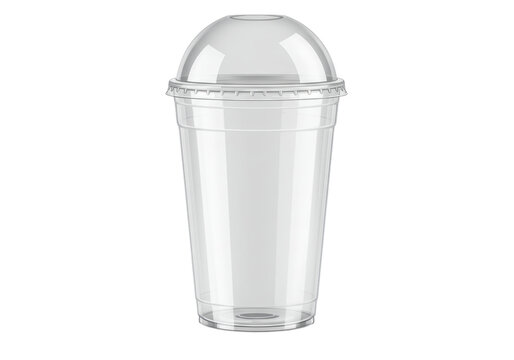 Isolated reusable plastic cup with lid for iced drinks, cold beverages, takeout, or travel